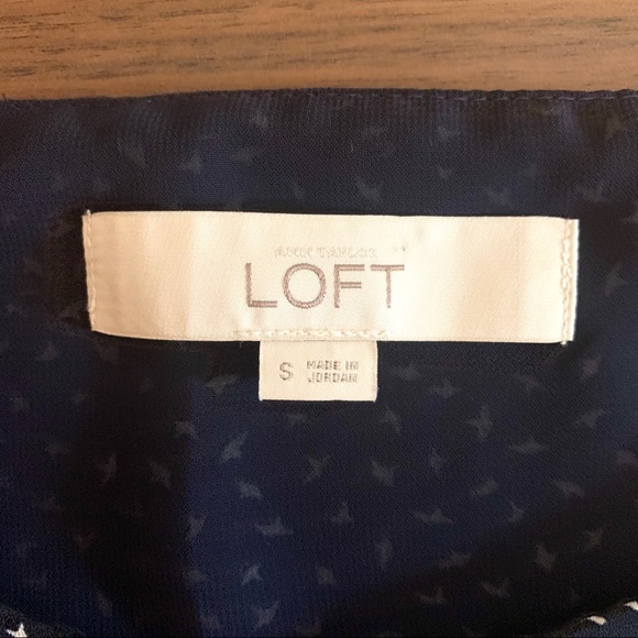 3/$30 Loft Strappy Tank- Navy Bird Print - Size S - Picture 7 of 9